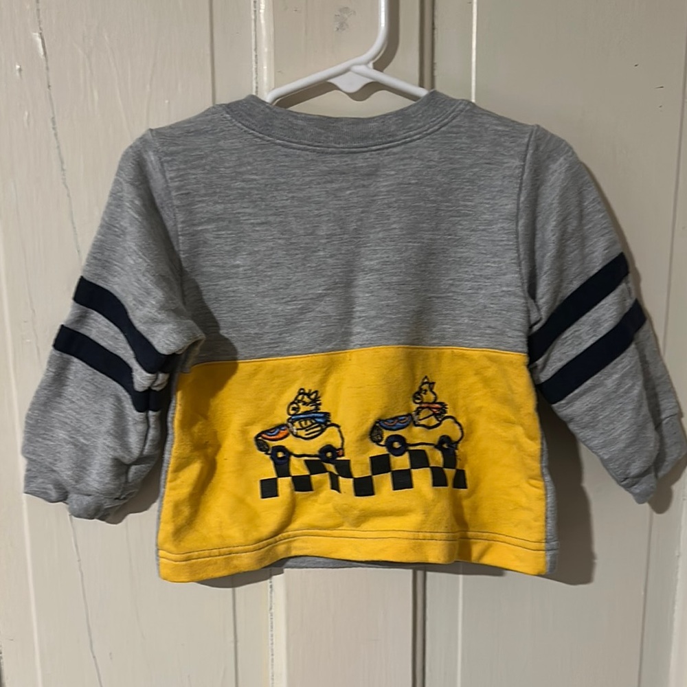 Kids Gray and Yellow Sweatshirt with Car Design